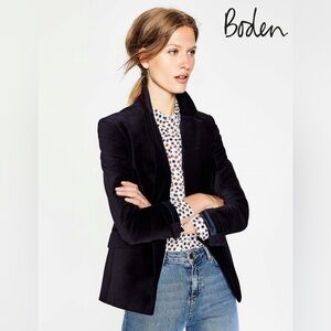 Boden Navy Blue Velvet Blazer Jacket